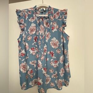 Daniel Rainn Blue and Pink Floral Blouse